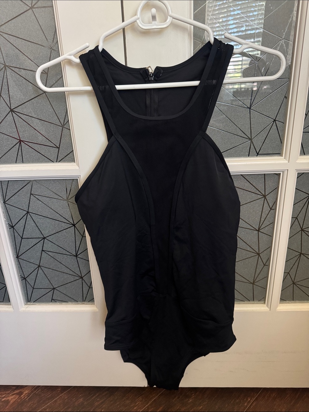 Carmen Marc Valvo Black Racerback Bodysuit
